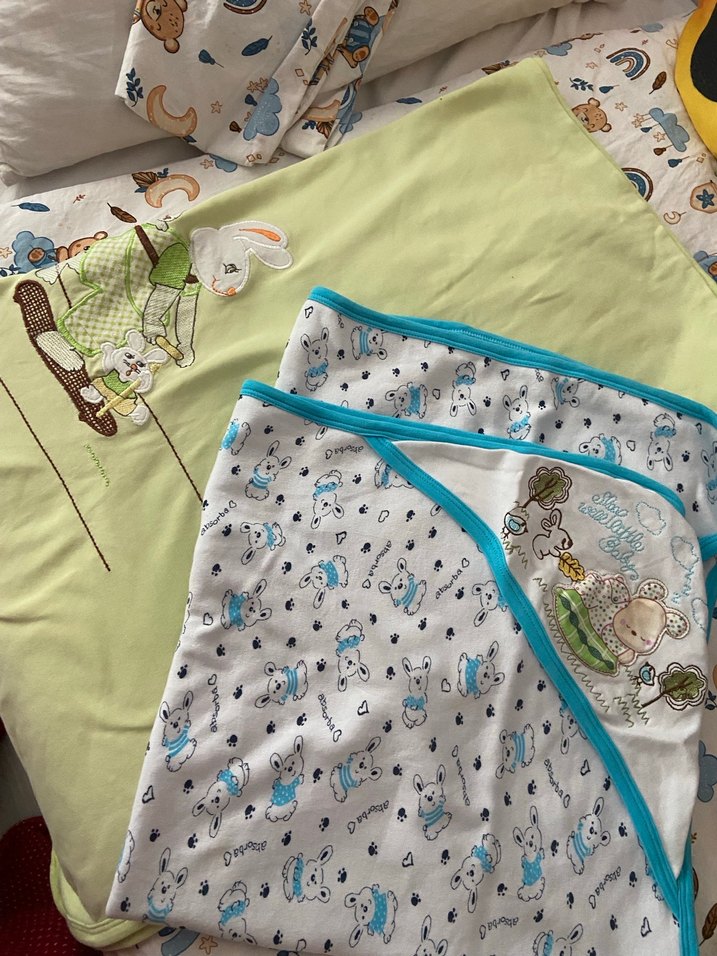 Renkli Baskılı Pamuk Bebek Battaniyesi 2 adet - Görsel 3