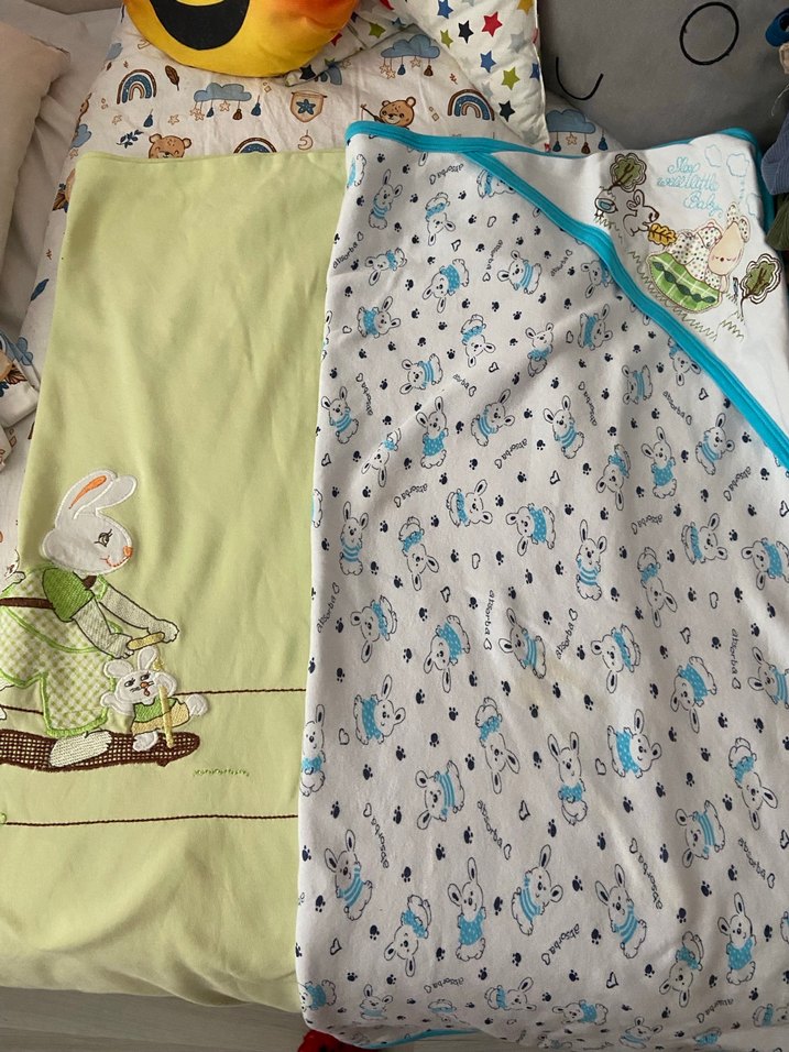 Renkli Baskılı Pamuk Bebek Battaniyesi 2 adet - Görsel 4