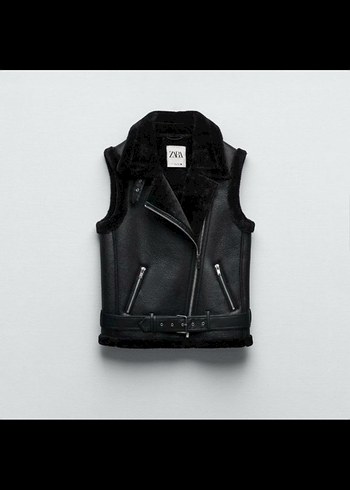 Zara siyah biker yelek