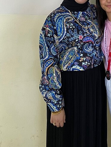 Karışık desen saten gömlek - Görsel 3