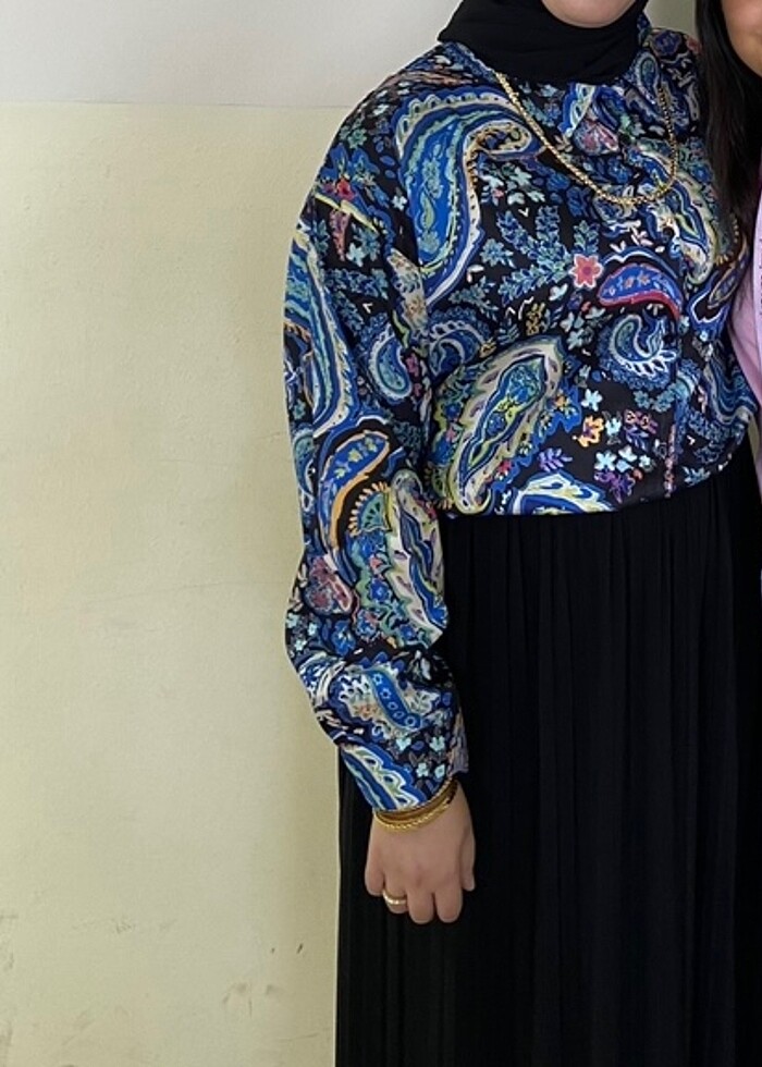 Karışık desen saten gömlek - Görsel 3