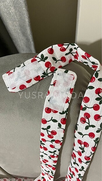 Kiraz desenli muslin cırt detaylı emzirme önlüğü örtüsü - Görsel 2