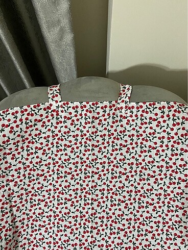 Kiraz desenli muslin cırt detaylı emzirme önlüğü örtüsü - Görsel 7