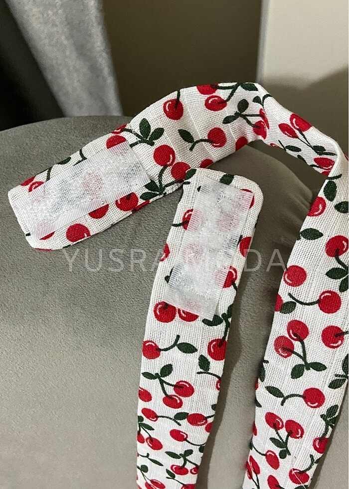 Kiraz desenli muslin cırt detaylı emzirme önlüğü örtüsü - Görsel 2