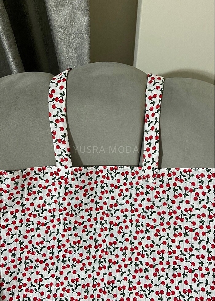 Kiraz desenli muslin cırt detaylı emzirme önlüğü örtüsü - Görsel 5