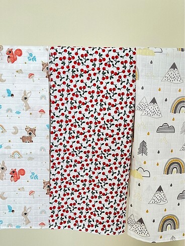 3 adet muslin kumaş bebek battaniyesi set 90*90 cm - Görsel 2