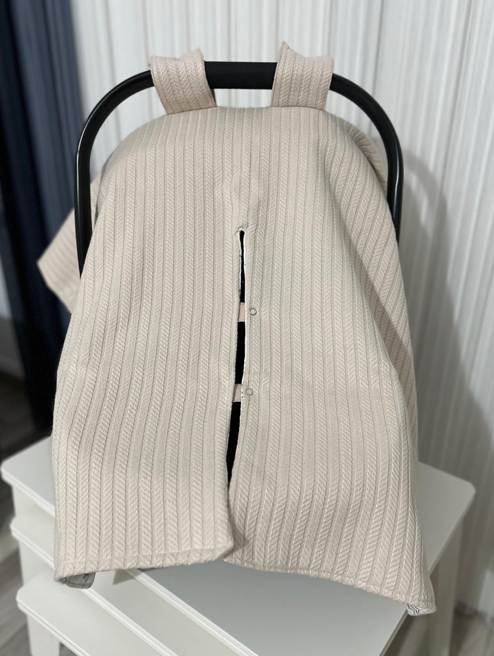 Çift taraflı müslin ve örgü pike puset örtüsü bebek - Görsel 4