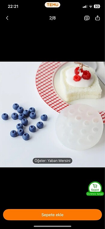 1 adet Yaban Mersini Silikon Kalıp, DIY Puding Çikolata Şekerlem