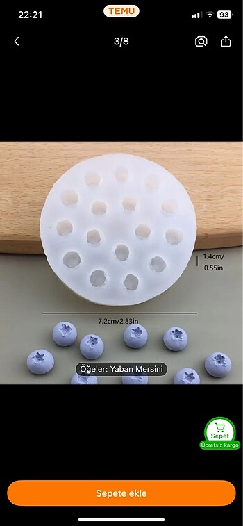 Diğer 1 adet Yaban Mersini Silikon Kalıp, DIY Puding Çikolata Şekerlem