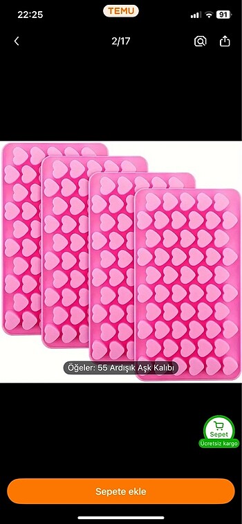 Diğer 1 adet yapışmaz kalp şekilli silikon kalıp, DIY puding çikolata 