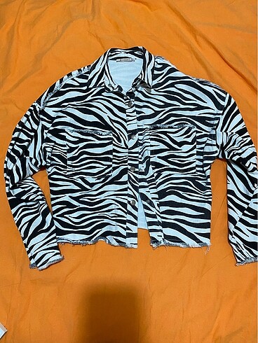 Zebra Desenli Kot Ceket