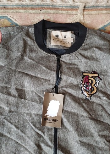 xl Beden gri Renk Gri-pembe fermuarlı kadın bomber ceket