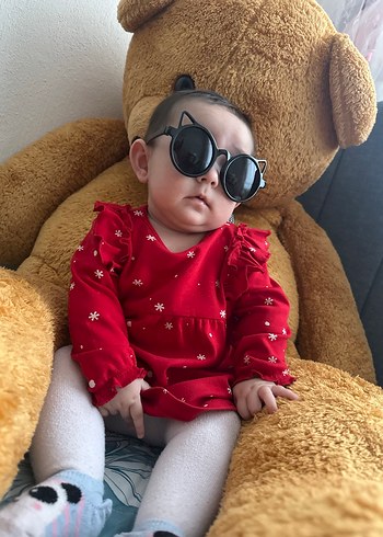 Kırmızı Leopar Desenli Bebek elbisesi - Görsel 2