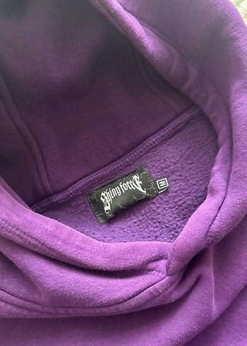m Beden Mor Kapüşonlu Baskılı Kadın Sweatshirt