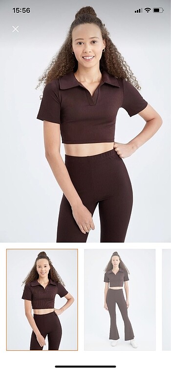 defacto polo yaka fitilli crop top