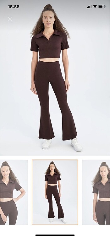 Defacto defacto polo yaka fitilli crop top