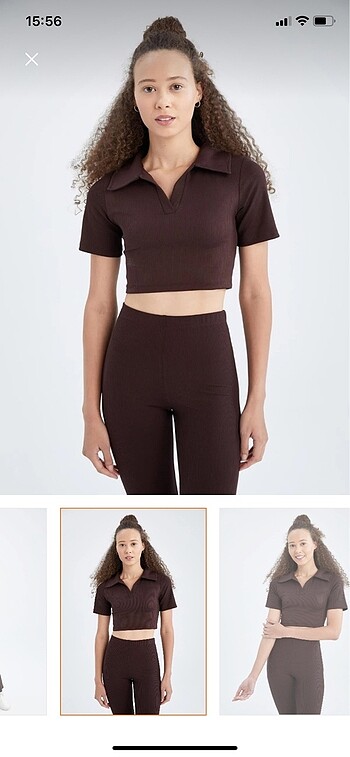 s Beden defacto polo yaka fitilli crop top
