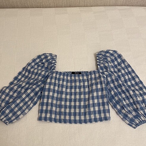 BERSHKA mavi omuzlu bluz