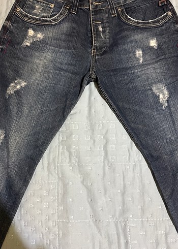 Gri Yıkamalı Bol Kesim Erkek Kot Pantolon