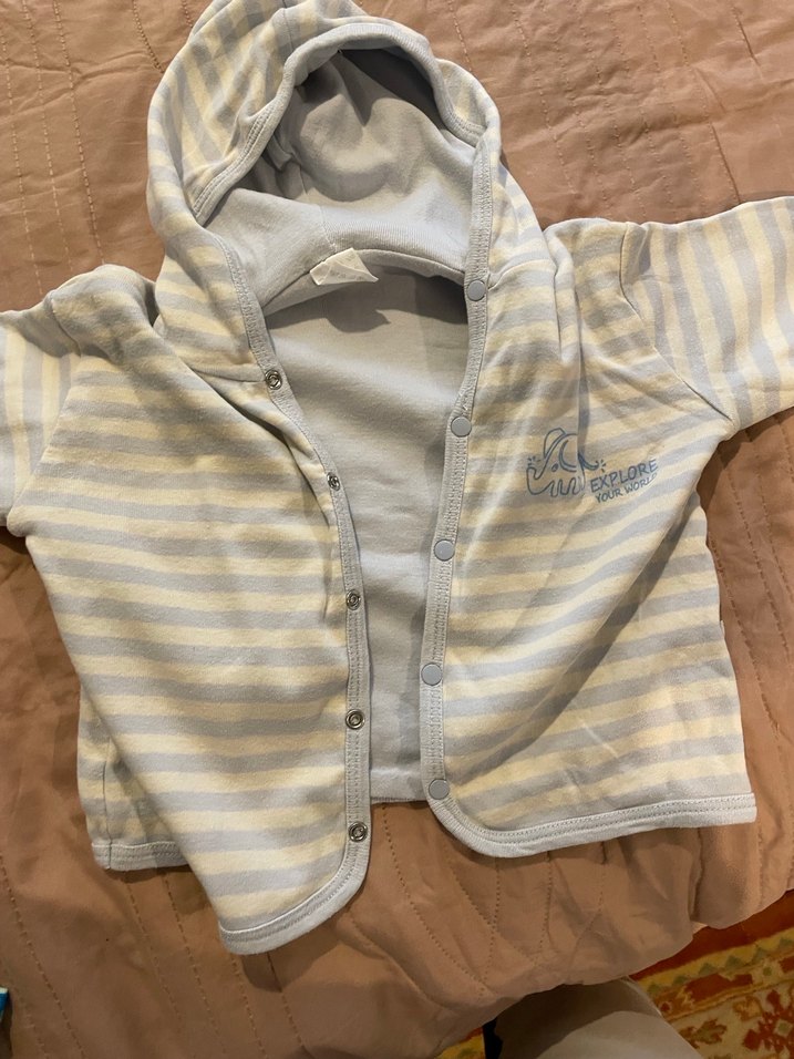 Kapüşonlu Gri Bebek Sweatshirt - Görsel 2