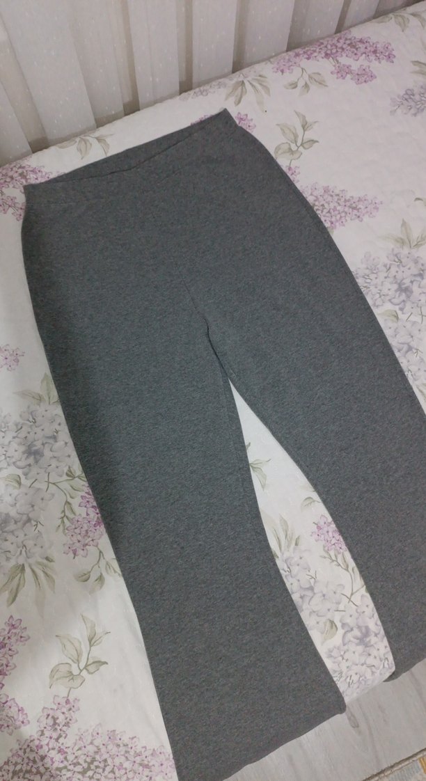 Gri Rahat Kesim İspanyol paça pantolon - Görsel 4