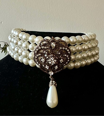Tasarim Broş İnci Choker