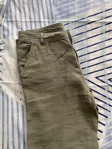 36 Beden haki Renk Haki Keten Pantolon