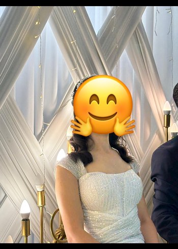 Beyaz Drapeli Uzun Abiye Elbise - Görsel 5