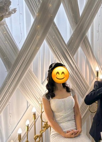 Beyaz Drapeli Uzun Abiye Elbise - Görsel 4