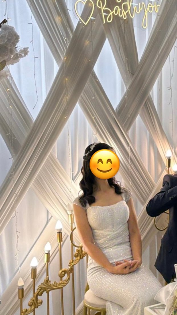 Beyaz Drapeli Uzun Abiye Elbise - Görsel 4