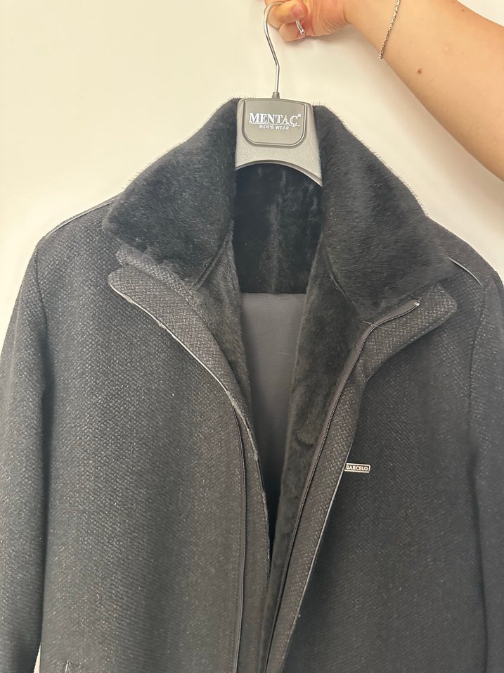 Gri Kürklü Erkek Midi Kaban - Görsel 2