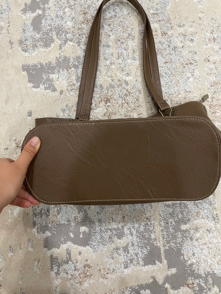 Kahverengi Deri Kadın Çanta - Görsel 5