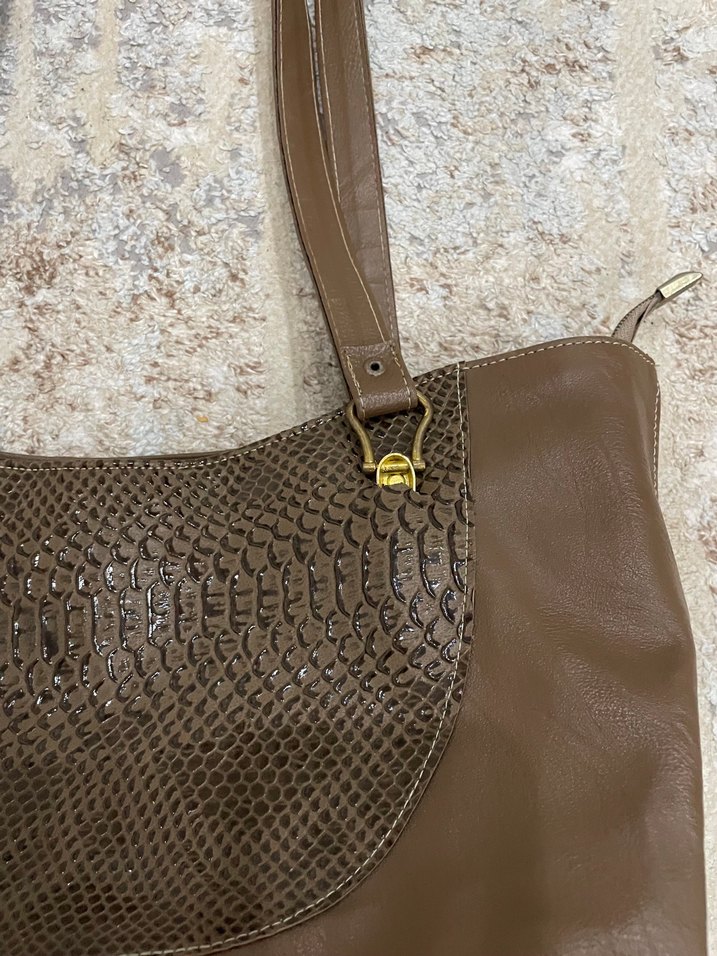 Kahverengi Deri Kadın Çanta - Görsel 3