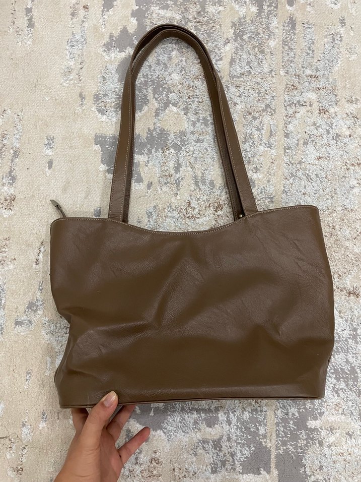 Kahverengi Deri Kadın Çanta - Görsel 4