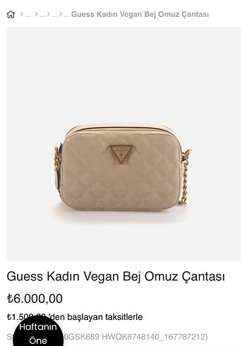Guess Vegan Bej Kadin Omuz Cantasi