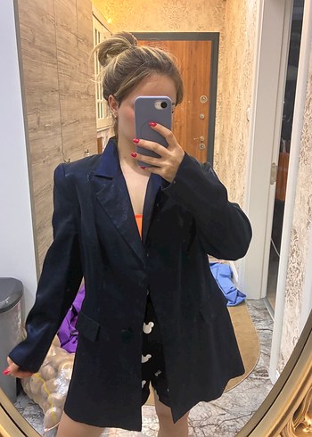 Kadın Lacivert Denim Blazer