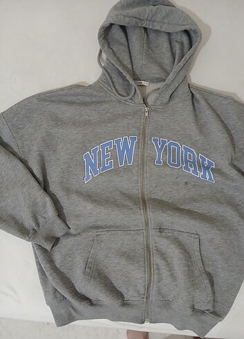 Oversize kapüşonlu fermuarlı sweatshirt