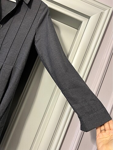 Gri gömlek elbise - Görsel 4