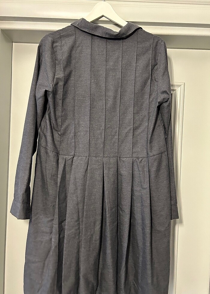 Gri gömlek elbise - Görsel 2