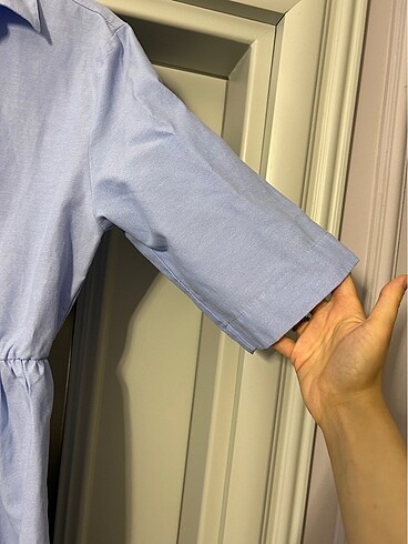 Mavi gömlek elbise - Görsel 4