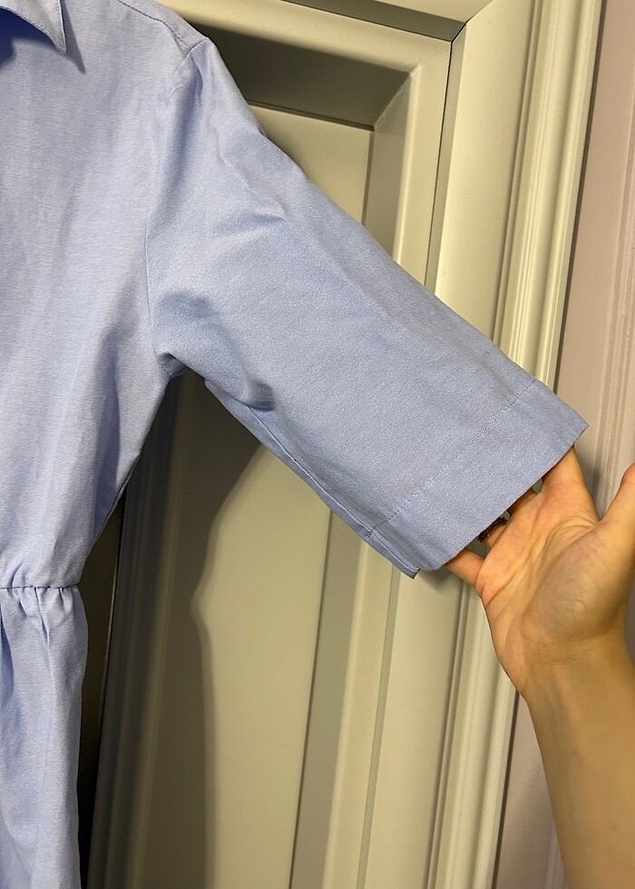 Mavi gömlek elbise - Görsel 4