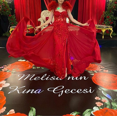 Kırmızı kına elbisesi - Görsel 7