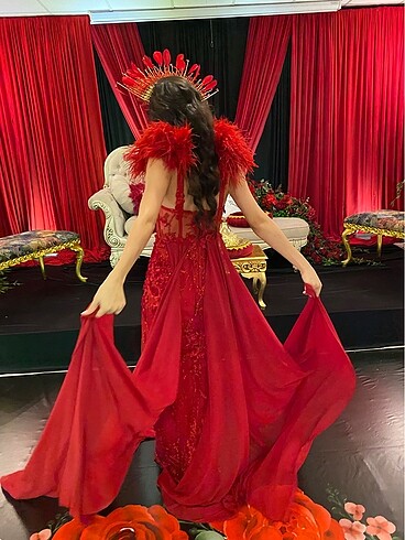 Kırmızı kına elbisesi - Görsel 9