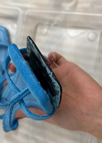 Mavi Bağcıklı İnce Topuklu Kadın Sandalet - Görsel 6