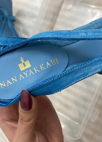 Mavi Bağcıklı İnce Topuklu Kadın Sandalet - Görsel 12