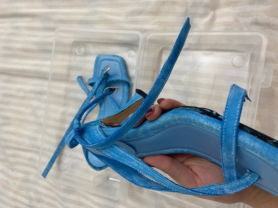 Mavi Bağcıklı İnce Topuklu Kadın Sandalet - Görsel 5