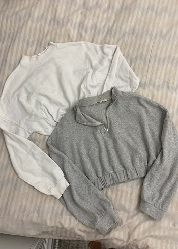 2 li koton crop sweatshirt - Görsel 2