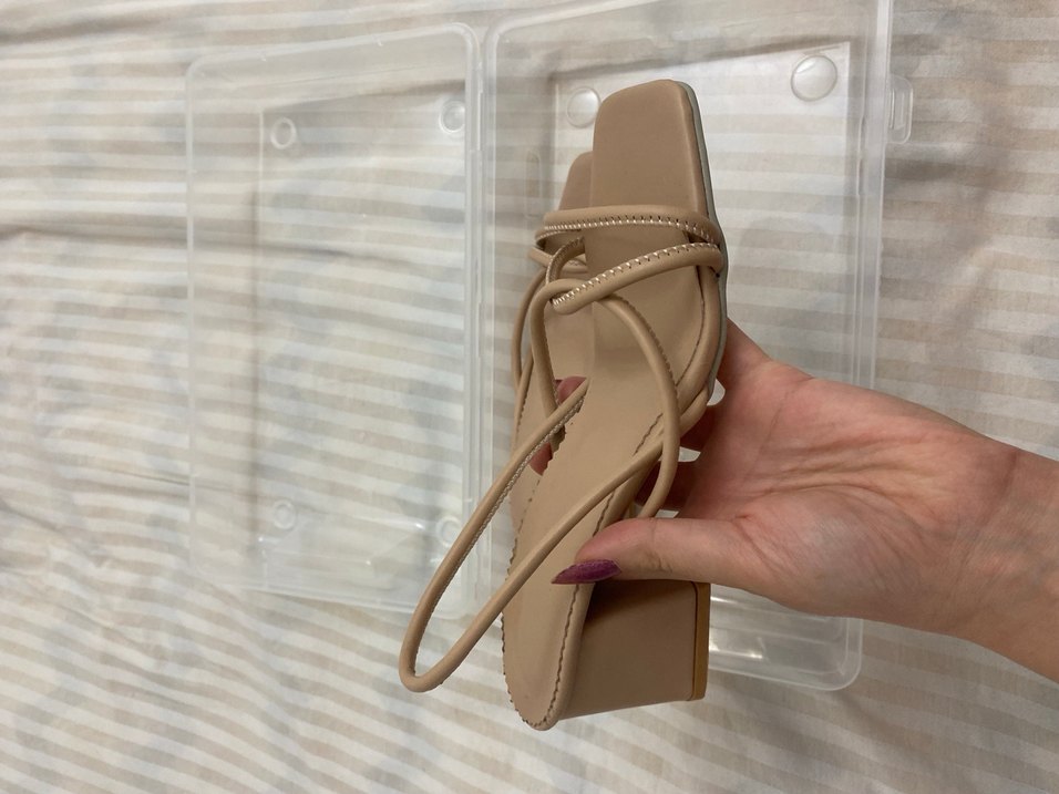 Bej Zincir Detaylı Stiletto Kadın Sandalet - Görsel 3