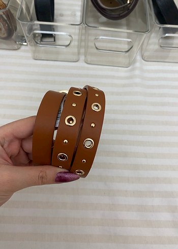 Kadın Parlak Kahverengi Deri Kemer - Görsel 3