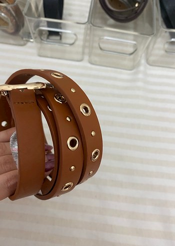 Kadın Parlak Kahverengi Deri Kemer - Görsel 4